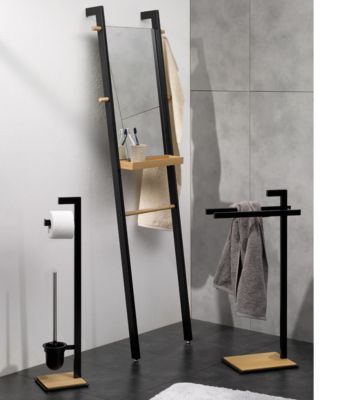 Standspiegel Oak – schwarzes Metall in Kombination mit Eichenholz