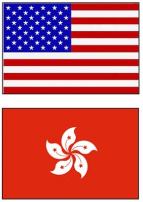 Flags of the countries America and Hong Kong