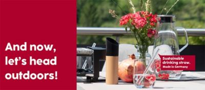 Mood picture of table setting with Fontana water carafe & Grace glass straws
