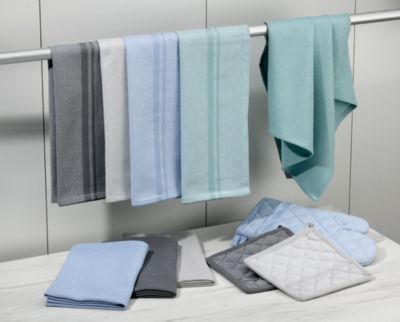 Hanging Dish Towel, Kitchen Towel, Hand Towel With Header and Loop, Teal  White Plaid and Stripes Towel, 