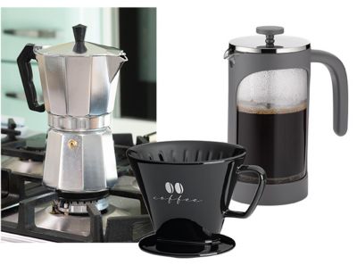 Espresso und Kaffee zubereiten mit dem Presssystem. Espressokocher Italia und Kaffeebereiter Verona von kela