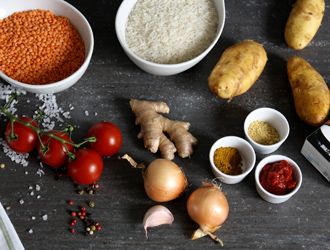 Zutaten für das Kartoffelcurry kela Mitarbeiterrezept