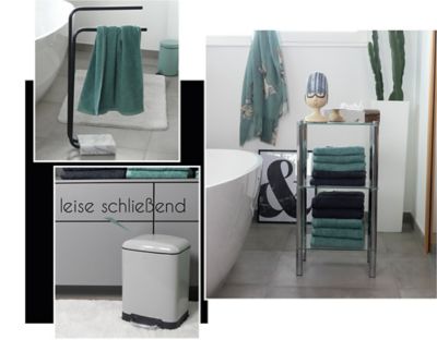 Stimmungsbilder Badezimmer mit den Badaccessoires: Handtücher Ladessa, Regal Lars, Treteimer Davino von kela