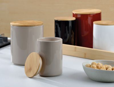 Pots à provisions Cady en céramique - ordre en gris, blanc, rouge et noir