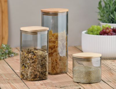 Nea storage jars with tinted glass keep things tidy