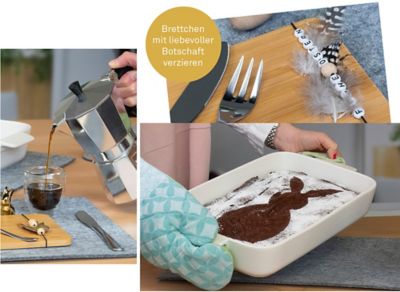 Stimmungsbilder von gedecktem Ostertisch mit Produkten von kela