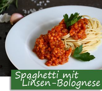 Rezeptbutton Spaghetti mit Linsen-Bolognese