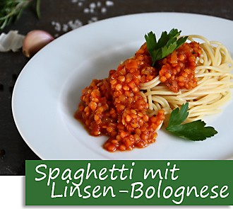Rezeptbutton Spaghetti mit Linsen-Bolognese