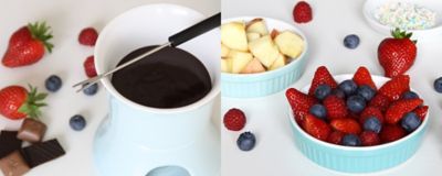 Fotos Rezept Schokoladenfondue mit Früchten