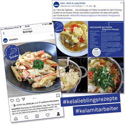 Bild zeigt die Kochideen in den Social-Media-Kanälen von kela