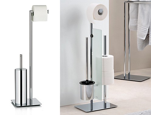Toilettengarnituren: Standgarnitur in Silber aus verchromtem Metall