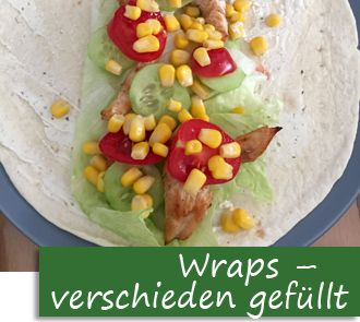 Rezeptbutton Wraps mit verschiedenen Füllungen 